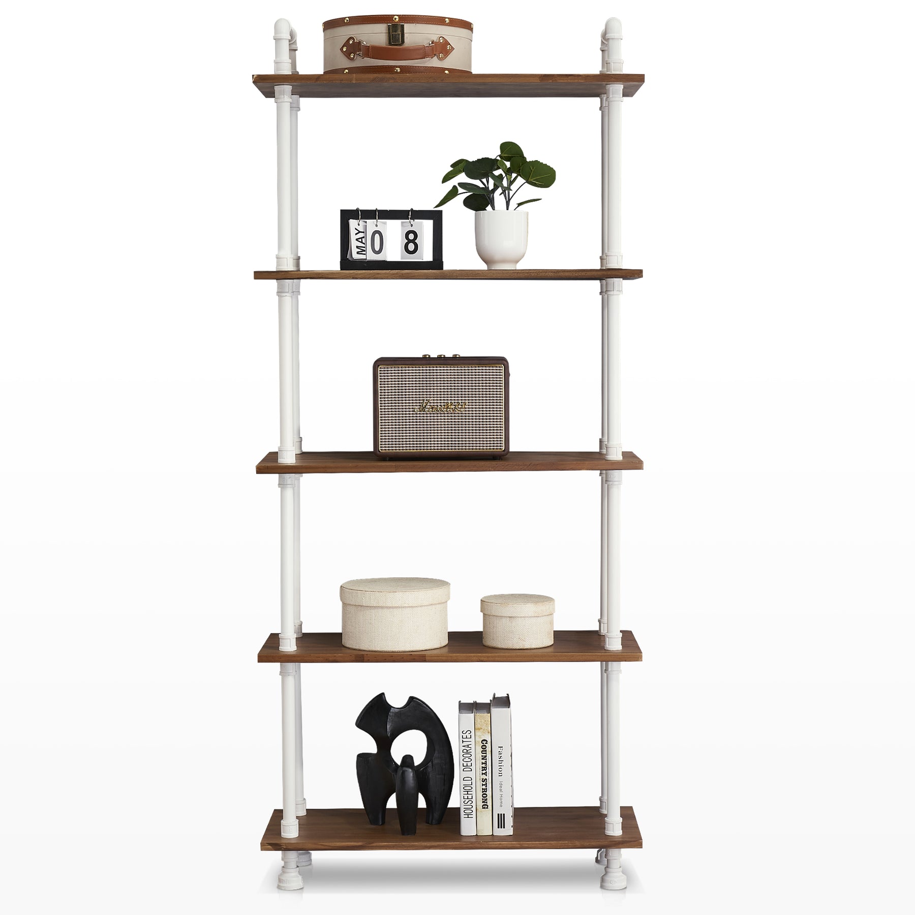 Ivinta Furniture White Bookshelf Small 3-Tier Kids Bookcase for Bedroom, Modern Industrial Book Shelf Leaning Bookcases Low Rustic Storage Shelf