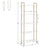 Mcombo 5 Tier Bookshelf Tall, Open Etagere Bookcase with Metal Frame, Office Shelf Storage Organizer, Modern Book Shelf for Living Room, Bedroom, Home Décor Display Rack, White Marble Gold 6090-BS303WGD/6090-BS404WGD/6090-BS505WGD