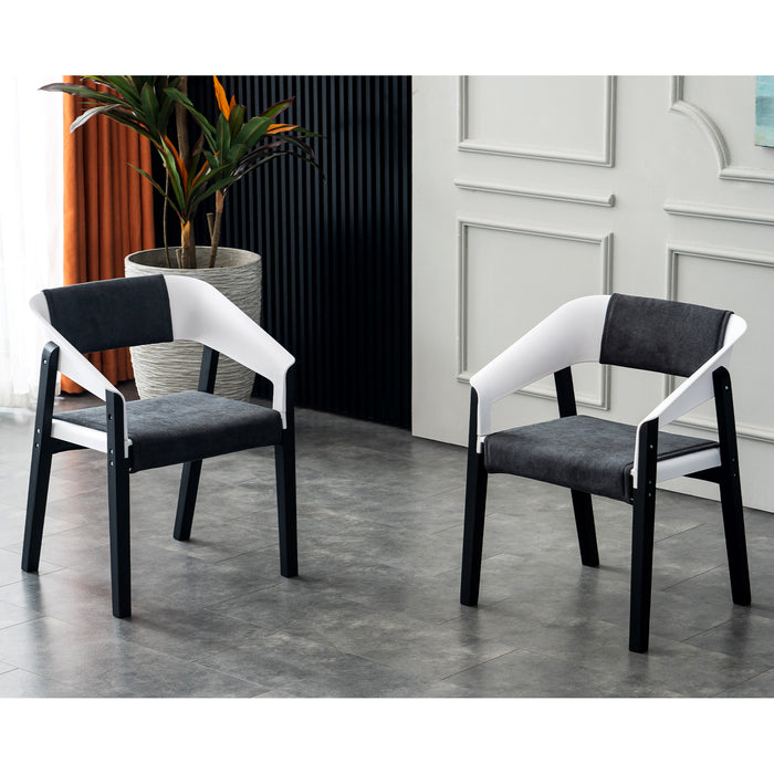 Mcombo Dining Chair Set of 2 White Plastic Dining Chair MCombo