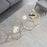 Round Coffee Table Set of 2, End Tables for Living Room, 31.5in and 23.6in Modern Minimalist Tea Tables, Tempered Glass Accent Tabletop with Gold Metal Frame Legs (6090-DIAMON-S86GL/WG)