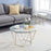 Round Coffee Table Set of 2, End Tables for Living Room, 31.5in and 23.6in Modern Minimalist Tea Tables, Tempered Glass Accent Tabletop with Gold Metal Frame Legs (6090-DIAMON-S86GL/WG)