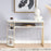 Console Table for Entryway, Gold Entryway Table with Storage, Narrow Long Sofa Table for Living Room, Entryway, Hallway, White Long Accent Table with Faux Marble Veneer (White) 6090-MAKEUP-2256GW