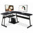 Office Desk Corner L Shaped Workstation Laptop Table with Keyboard Tray and CPU Stand,MFB Black/Brown 6090-7112BK