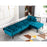 Convertible Velvet Sofa Couch, Sectional Sofa with Ottoman, Mid-Century Upholstered Comfy Futon Sofa Bed, Sleeper Sofa 4-Seater Loveseat for Apartment, Living Room, Office 6090-SOFA-5131GY/P/BG/BU