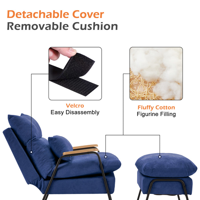 MCombo Accent Recliner Chair with Ottoman, Fabric Couch Bed Chair, Armchair Club Chair, Adjustable Backrest and Headrest, for Living Room Bedroom Office 4055