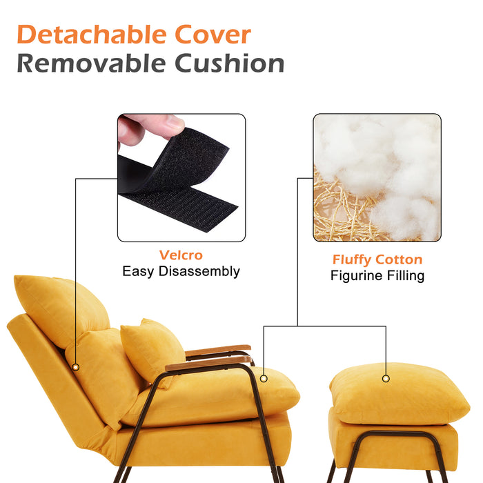 MCombo Accent Recliner Chair with Ottoman, Fabric Couch Bed Chair, Armchair Club Chair, Adjustable Backrest and Headrest, for Living Room Bedroom Office 4055