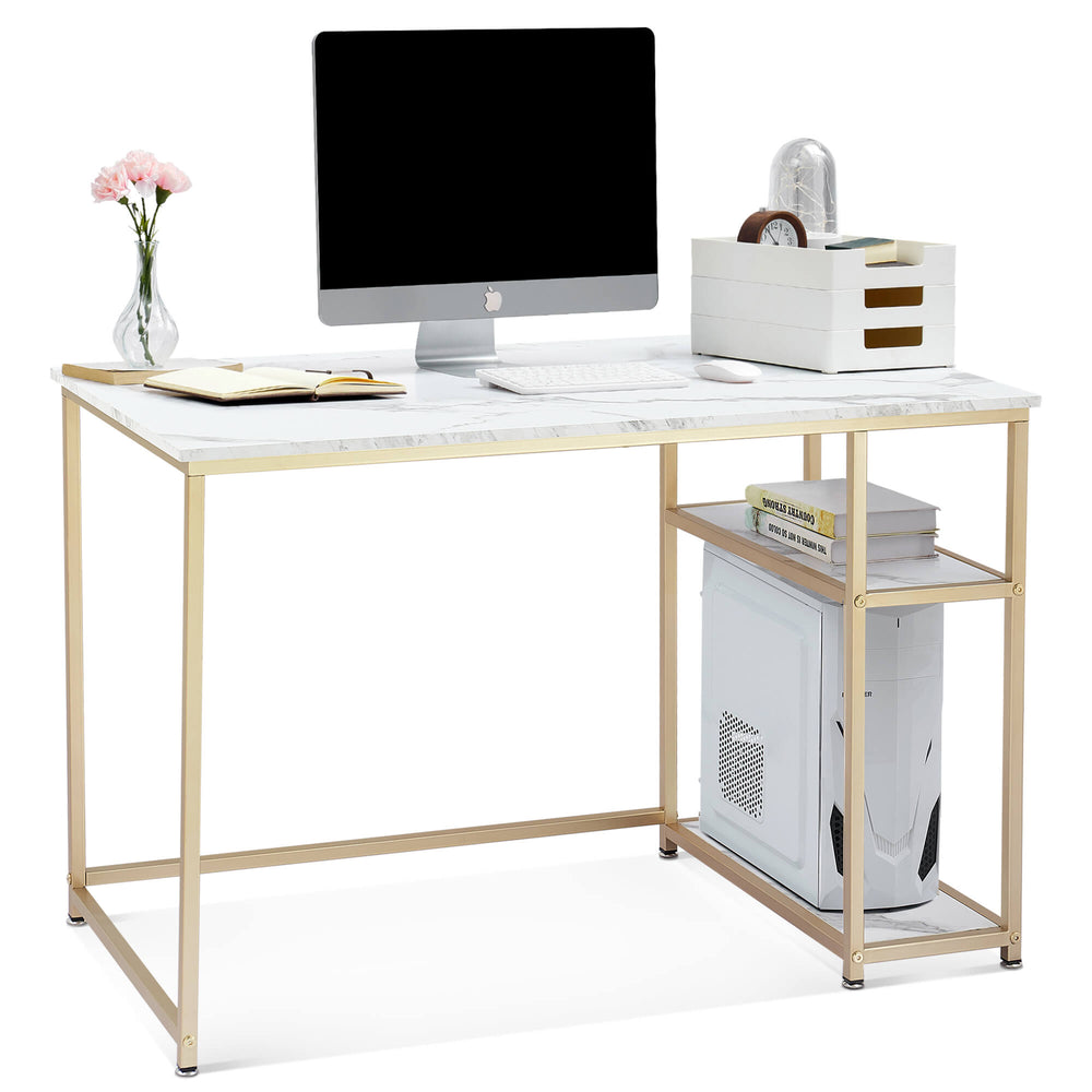 Mcombo Computer Desk with Shelves, Office Desk for Living Room — MCombo