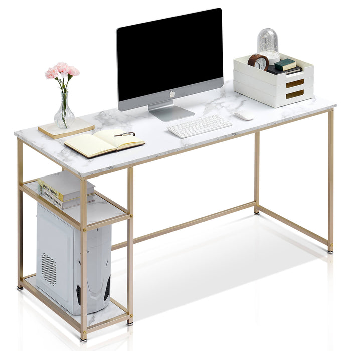 Mcombo Computer Desk with Shelves, Office Desk for Living Room — MCombo
