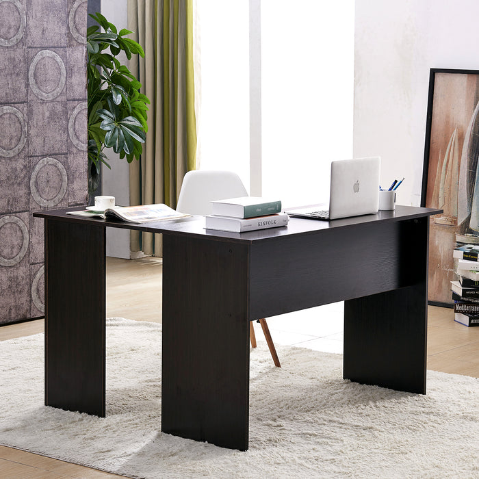 Mcombo Wood Corner Desk L-Shaped Computer Desk for Home Office Laptop PC Table 7191 Dark Brown 6090-7191DK