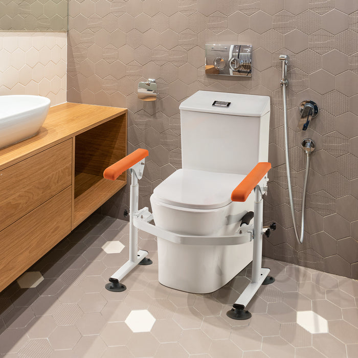 MCombo Toilet Frame Safety Rails Heavy Duty with Folding Arms, Adjustable Height Toilet Support with Handles for Elderly and Disabled, Fit Different Toilets