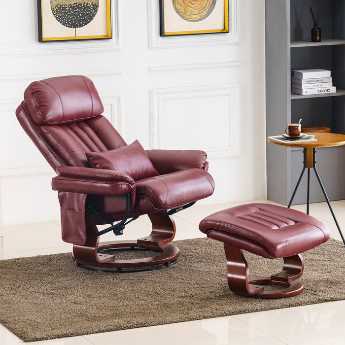 Mcombo Reclining Chairs with Ottoman, 360 Degrees Swivel Recliners with Massage, Faux Leather Ergonomic Lounge Chairs for Living Room Bedroom 4999