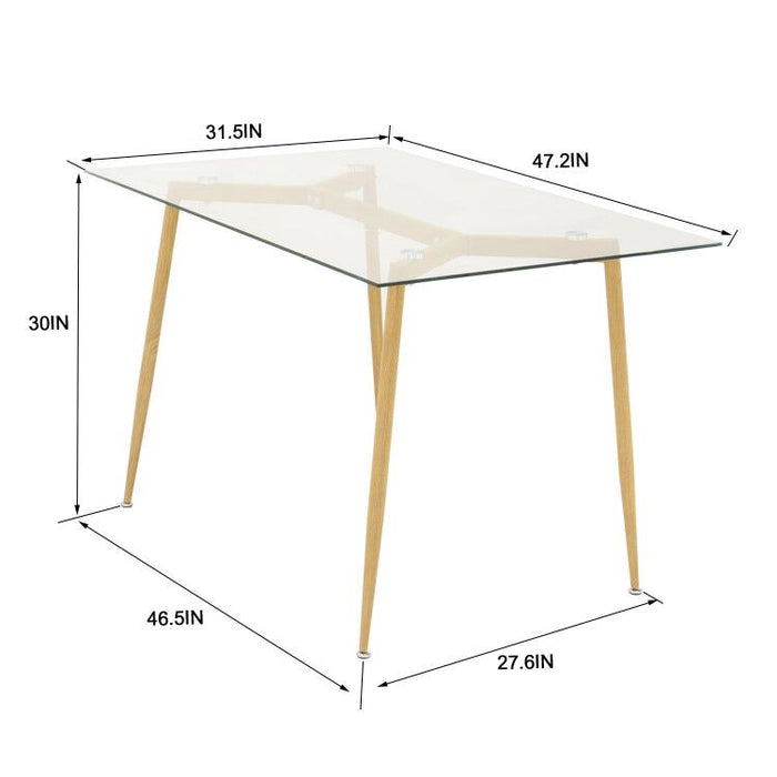 Mcombo Kitchen Modern Glass Rectangle Dining Table for 6 with Foot pad Espresso Mid-Century Leisure Coffee Table for Dining Room 6090-Tam-1TR