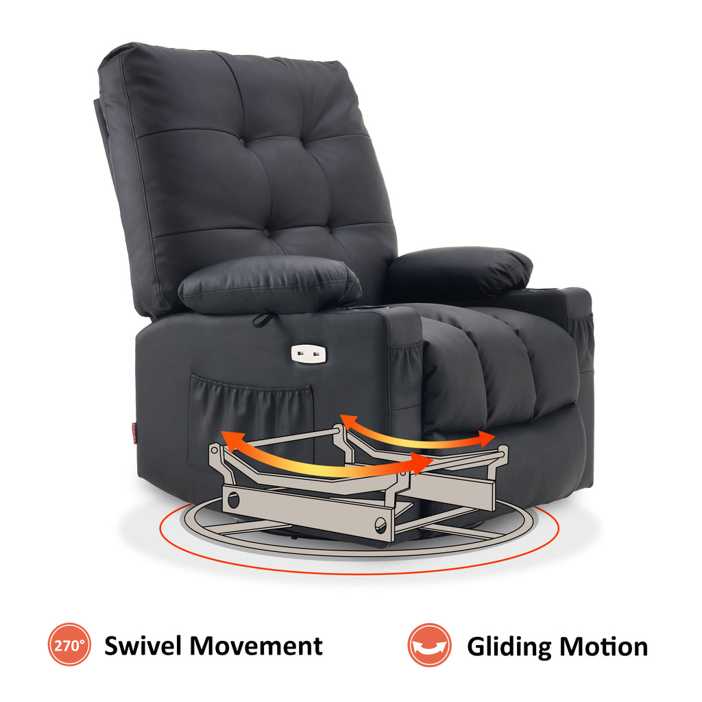 Large Electric Power Swivel Glider Rocker Recliner Chair with M