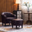 Mcombo Accent Club Chair, Barrel Chair with Ottoman, Faux Leather Arm Chair for Living Room Bedroom, Small Space 4022