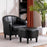 MCombo Accent Club Chair, Barrel Chair with Ottoman, Faux Leather Arm Chair for Living Room Bedroom, Small Space 4022