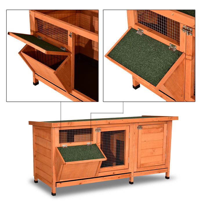 Lovupet Wooden Outdoor Indoor Bunny Hutch Rabbit Cage with Feeding Trough Guinea Pig Coop Pet House for Small Animals with Six Legs 1550D/1551S