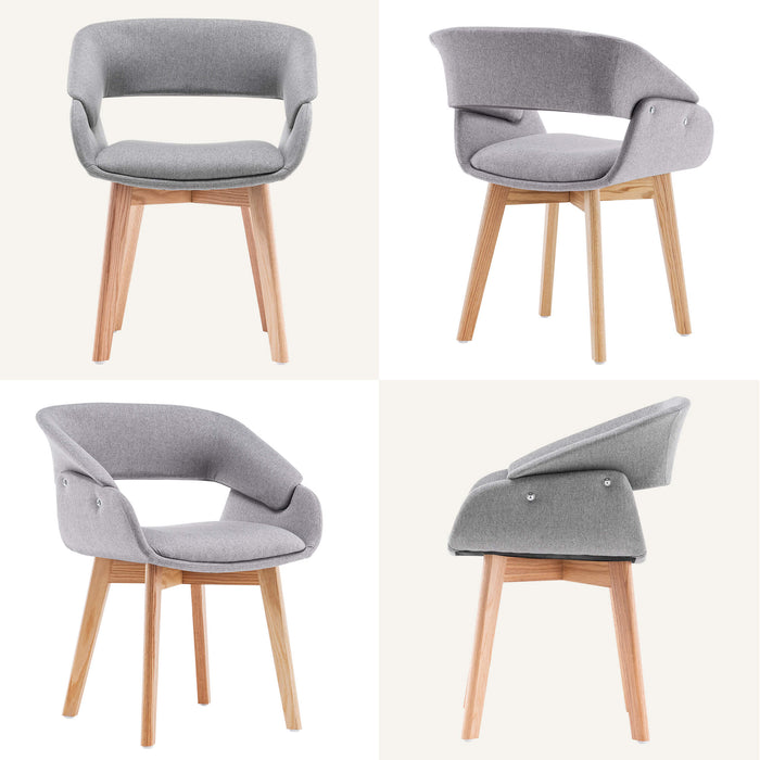 Mcombo Modern Living Dining Room Accent Arm Chairs Set of 2 Linen Fabric  6090-9133