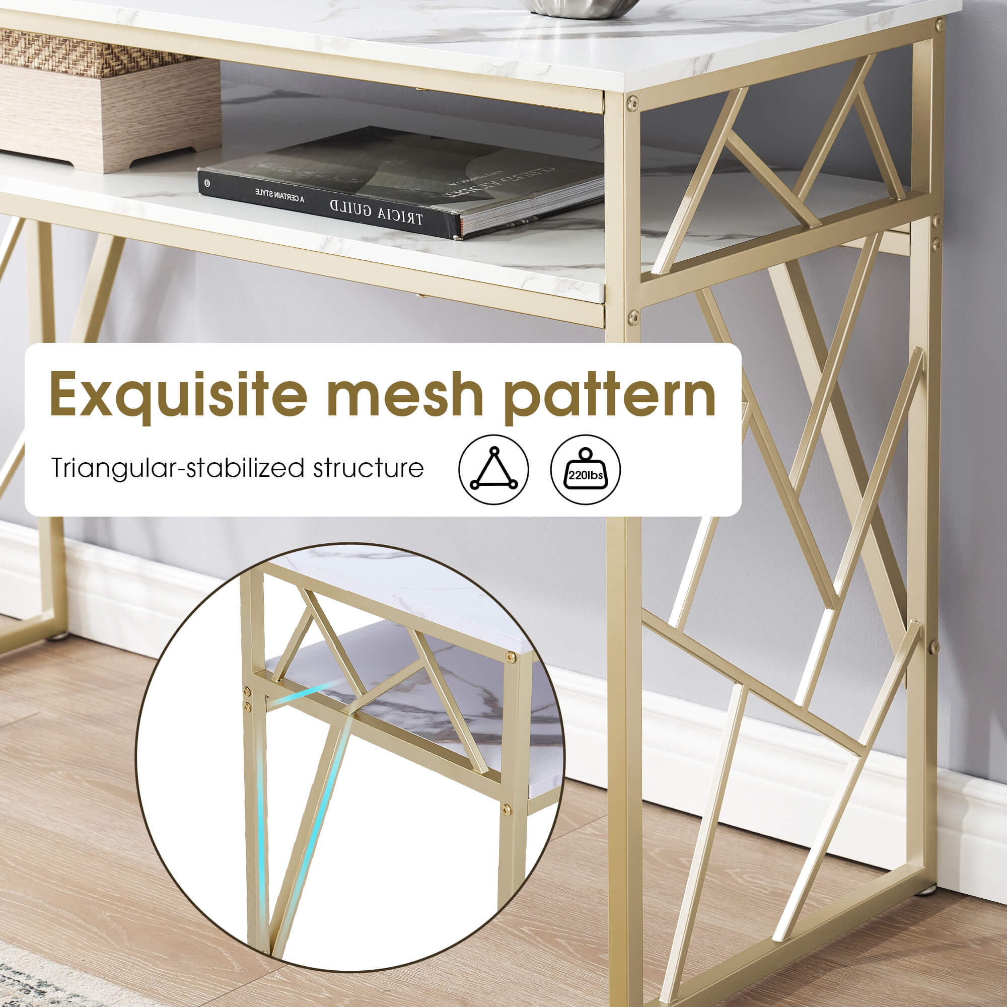 White Console Table with Storage, MAKEUP-1145