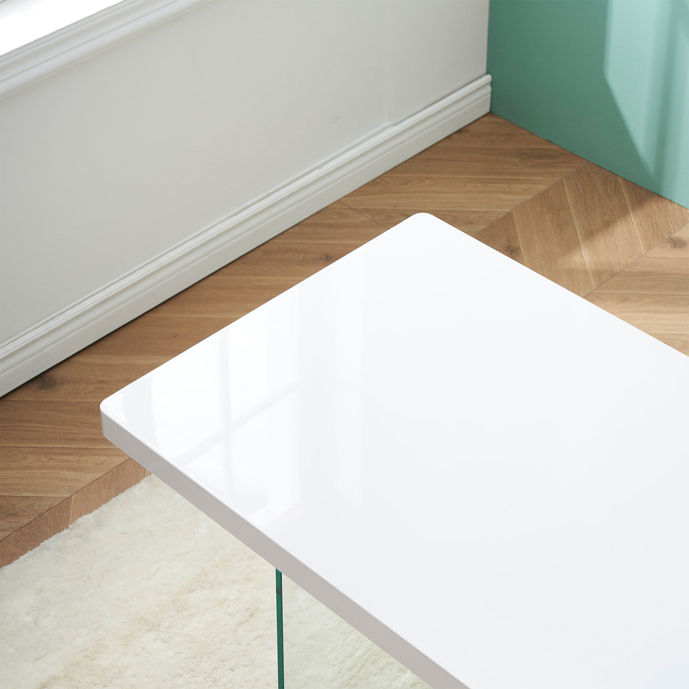 Modern White Dining Table, High Glossy Dining Table —