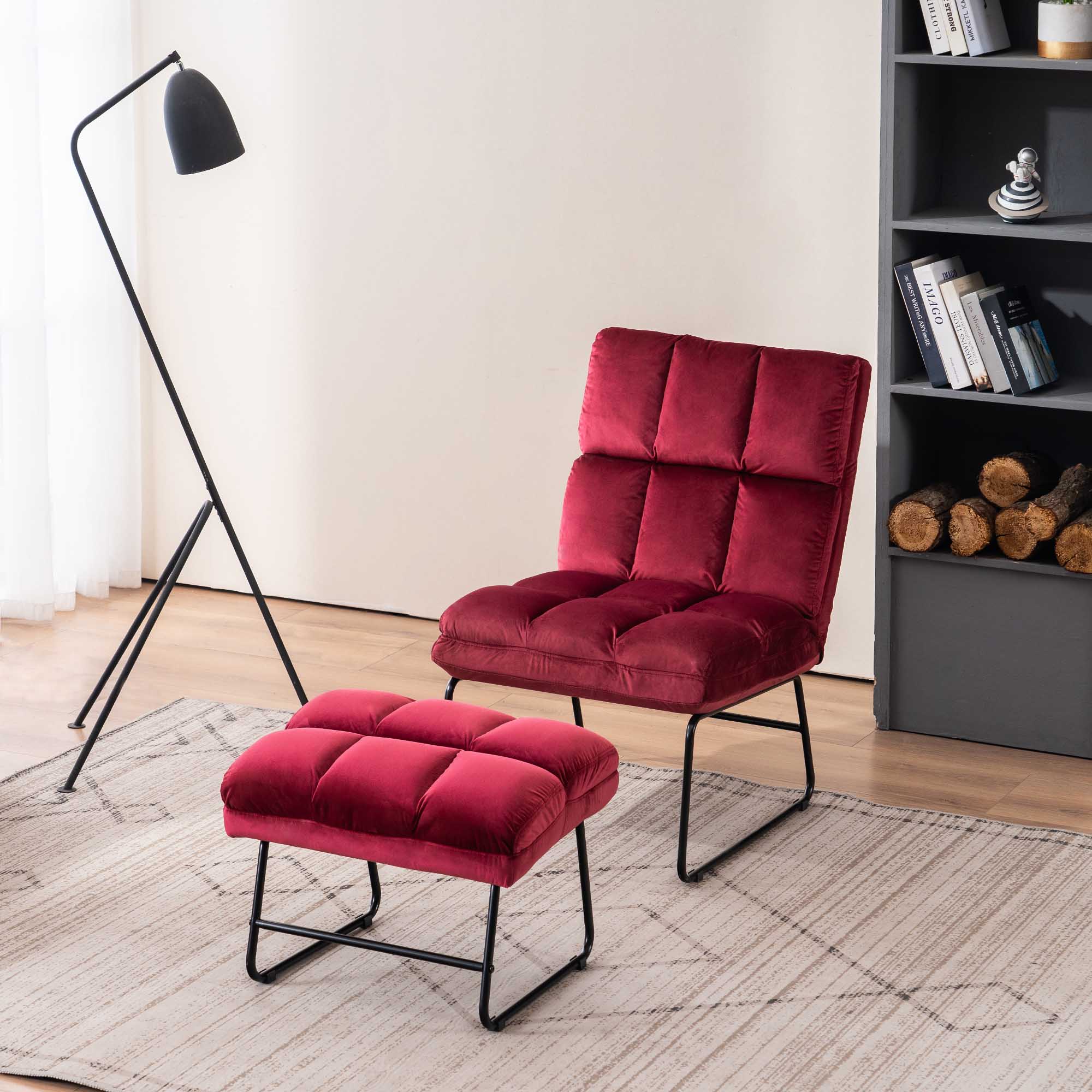 Accent Chair with Ottoman, Fabric 0014