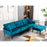 Convertible Velvet Sofa Couch, Sectional Sofa with Ottoman, Mid-Century Upholstered Comfy Futon Sofa Bed, Sleeper Sofa 4-Seater Loveseat for Apartment, Living Room, Office 6090-SOFA-5131GY/P/BG/BU