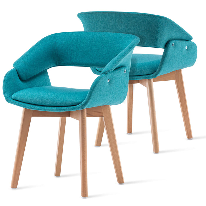 Mcombo Modern Living Dining Room Accent Arm Chairs Set of 2 Linen Fabric  6090-9133