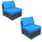 mcombo Black Wicker Sofa Patio Sectional Outdoor Furniture Chair Conversation Set 6085-DIY-BL