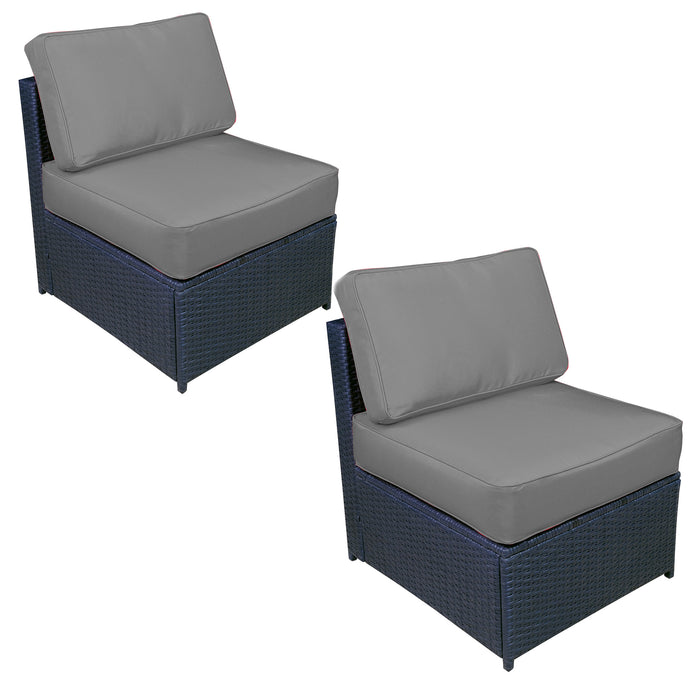 mcombo Black Wicker Sofa Patio Sectional Outdoor Furniture Chair Conversation Set 6085-DIY-EY