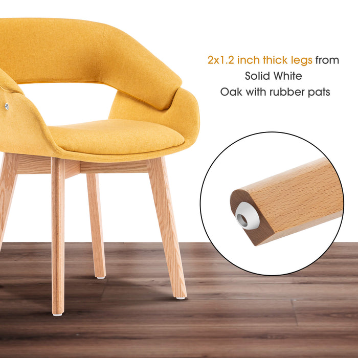 Mcombo Modern Living Dining Room Accent Arm Chairs Set of 2 Linen Fabric  6090-9133