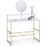 Makeup Vanity, White Wooden Marble Pattern Vanity Desk, Makeup Desk with Removeable Vanity Mirror, Bookshelf, for Girls’ Dressing, Work and Study, Vanity Table for Bedroom 6090-MAKEUP-4576GW/6090-MAKEUP-1575GW