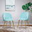 Mcombo Velvet Dining Chairs Set of 2, Soft Tufted Modern Living Room Chairs Upholstered Accent Chairs Baby Blue Armless Chairs with Gold-Finished Metal Legs 6090-GD923