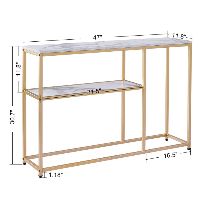 Narrow Console Table, White Marble Sofa Table Small TV Entryway Table with Storage Shelf, Buffet Table for Hallway Living Room, 47.2inch. (White, 47 inch) 6090-Sage-80BLK/6090-Sage-80GOLD