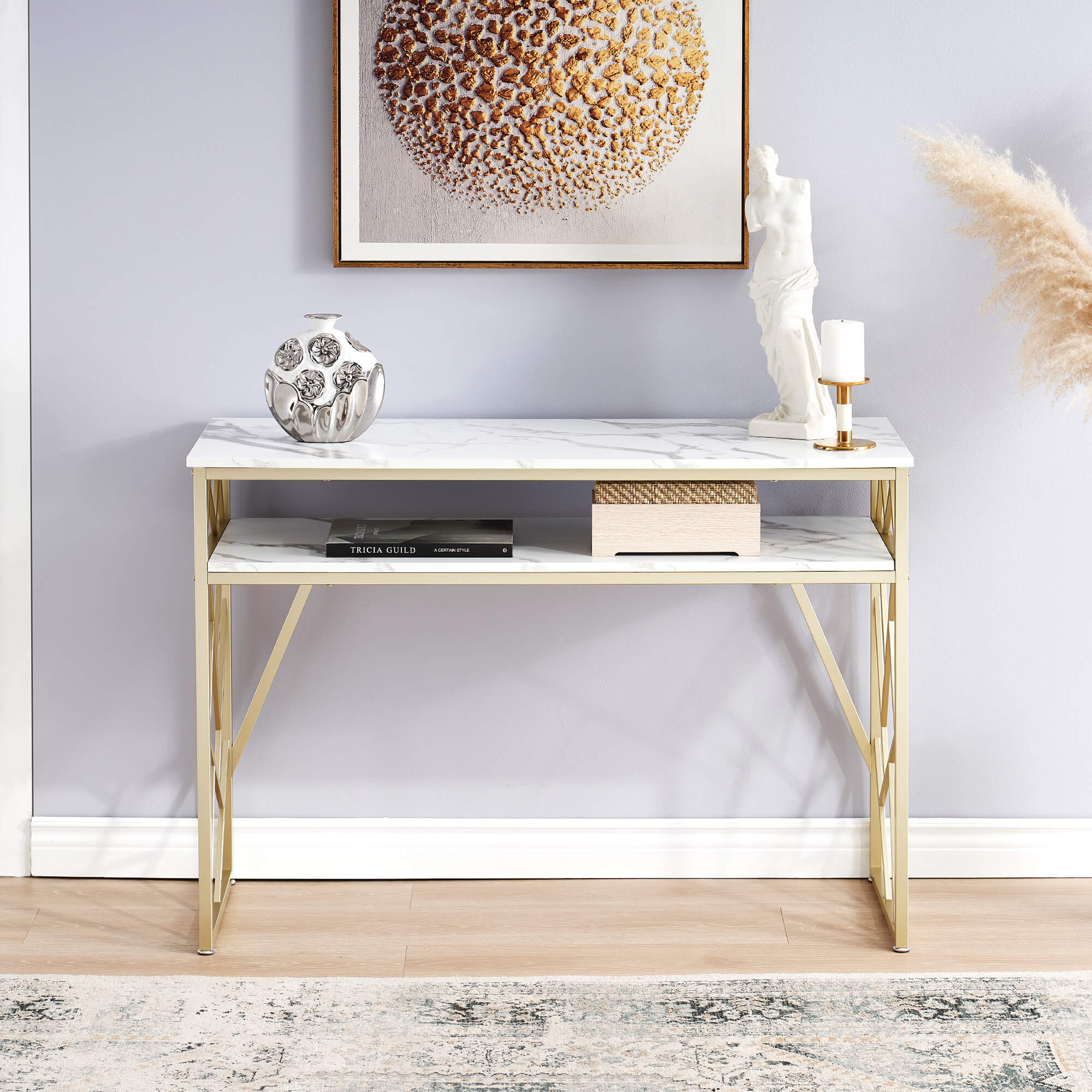 White Console Table with Storage, MAKEUP-1145