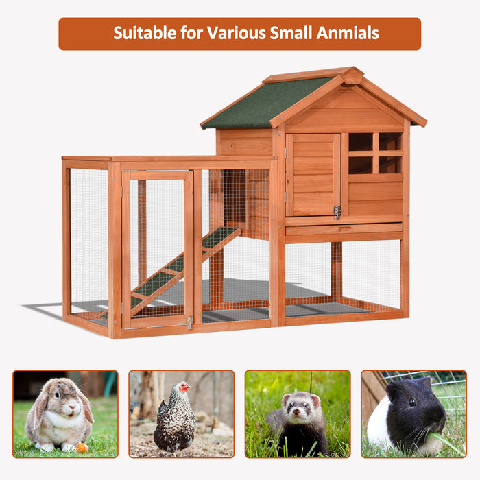 Lovupet Chicken Coop Outdoor Indoor , Wooden Hen House, Rabbit Hutch for 2 Rabbits, Bunnies, Chickens, Guinea Pigs, Bunny Cage with Pull Out Tray, Run 6010-2020