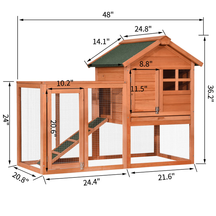 Lovupet Chicken Coop Outdoor Indoor , Wooden Hen House, Rabbit Hutch for 2 Rabbits, Bunnies, Chickens, Guinea Pigs, Bunny Cage with Pull Out Tray, Run 6010-2020