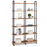 Mcombo Industrial Bookshelf Metal Bookcase, Cube Storage Shelf Plant Shelf Vintage Wooden Shelves, Farmhouse Etagere Heavy Duty Display Oak Shelf 6090-PIPE-WT