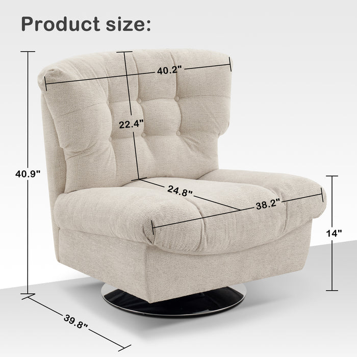 Mcombo Modern Swivel Accent Chairs, Button-Tufted Slipper Chair, Chenille Upholstered Wingback Leisure Sofa Chair for Living Room Bedroom LW753