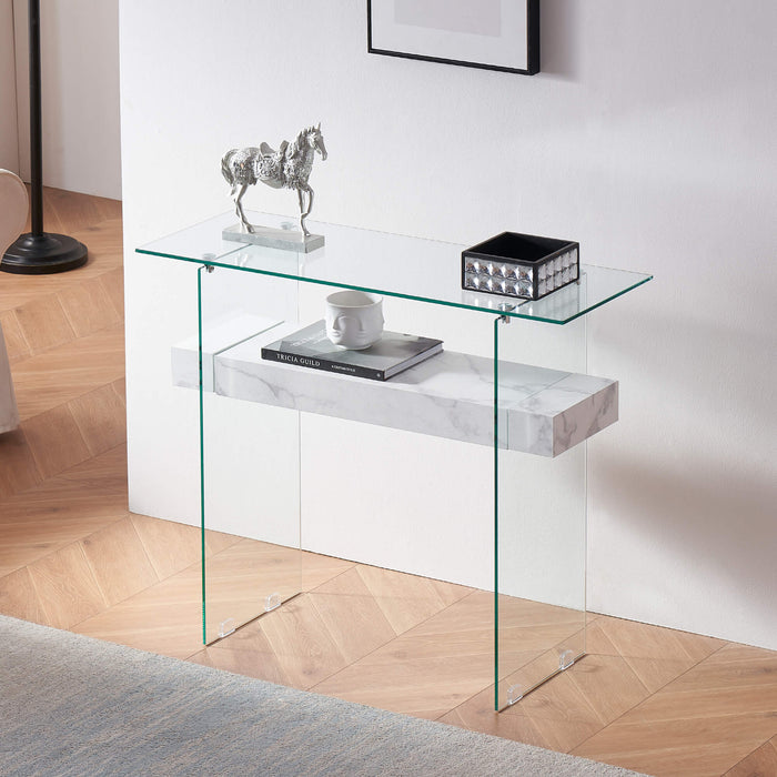 Narrow Glass Console Table with Storage Modern Sofa Table Entryway Table Glass Writing Desk Small Computer Desk TV Table Buffet Table Modern Accent Table,6090-5101/5101MB/5101ST