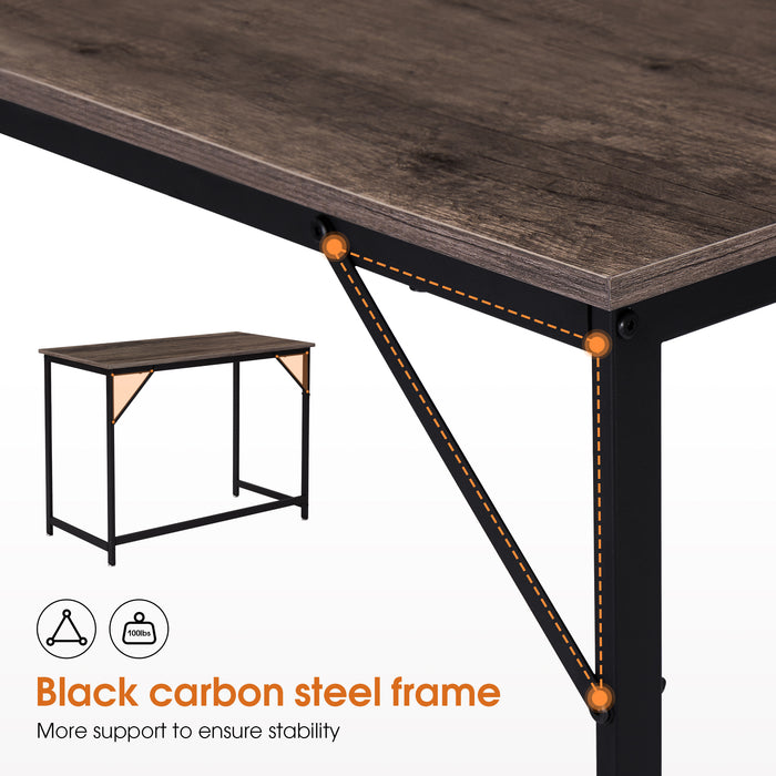 Small Computer Desk, Modern Writing Desk for Living Room, Home Office Workstation, 31inch Laptop PC Table for Small Space, Study Desk with Black Metal Frame 6090-SINGLE-BR31 6090-SINGLE-YBR31