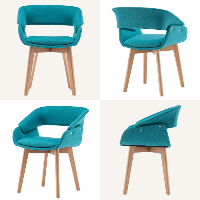 Mcombo Modern Living Dining Room Accent Arm Chairs Set of 2 Linen Fabric  6090-9133