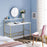 Makeup Vanity, White Wooden Marble Pattern Vanity Desk, Makeup Desk with Removeable Vanity Mirror, Bookshelf, for Girls’ Dressing, Work and Study, Vanity Table for Bedroom 6090-MAKEUP-4576GW/6090-MAKEUP-1575GW