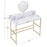 Makeup Vanity, White Wooden Marble Pattern Vanity Desk, Makeup Desk with Removeable Vanity Mirror, Bookshelf, for Girls’ Dressing, Work and Study, Vanity Table for Bedroom 6090-MAKEUP-4576GW/6090-MAKEUP-1575GW