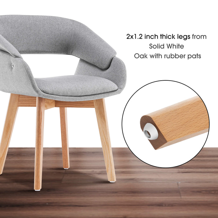 Mcombo Modern Living Dining Room Accent Arm Chairs Set of 2 Linen Fabric  6090-9133