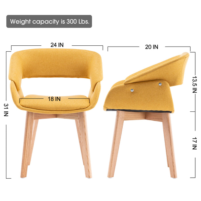 Mcombo Modern Living Dining Room Accent Arm Chairs Set of 2 Linen Fabric  6090-9133